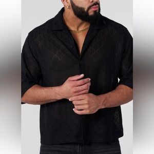 YoungLA Men's Black Button Down‎ Shirt Size Large